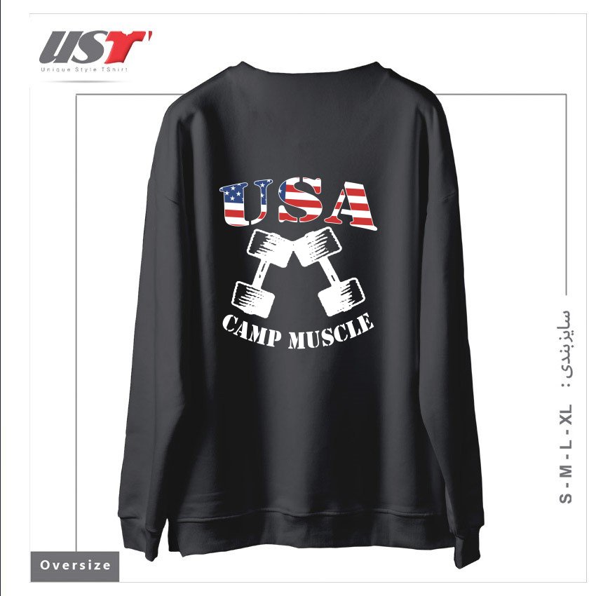 طرح CAMP MUSCLE BODYBUILDING NEW CAMP MUSCLE USA CAMP سوییشرت اورسایزرنگ دودی