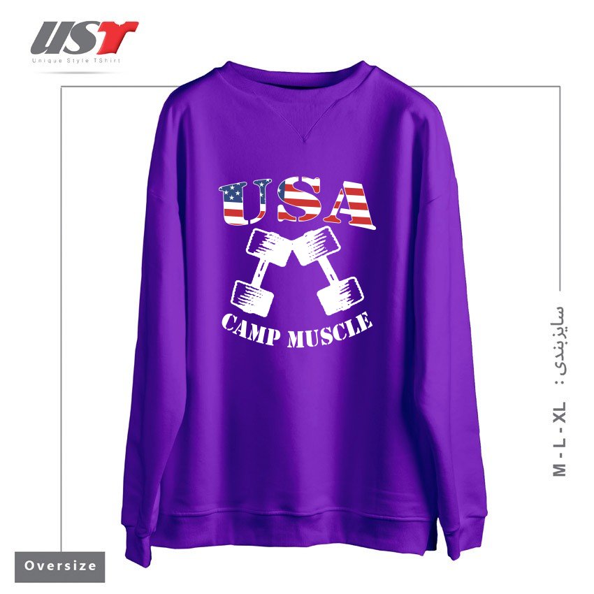 سوییشرت اورسایز طرح CAMP MUSCLE BODYBUILDING NEW CAMP MUSCLE USA CAMP