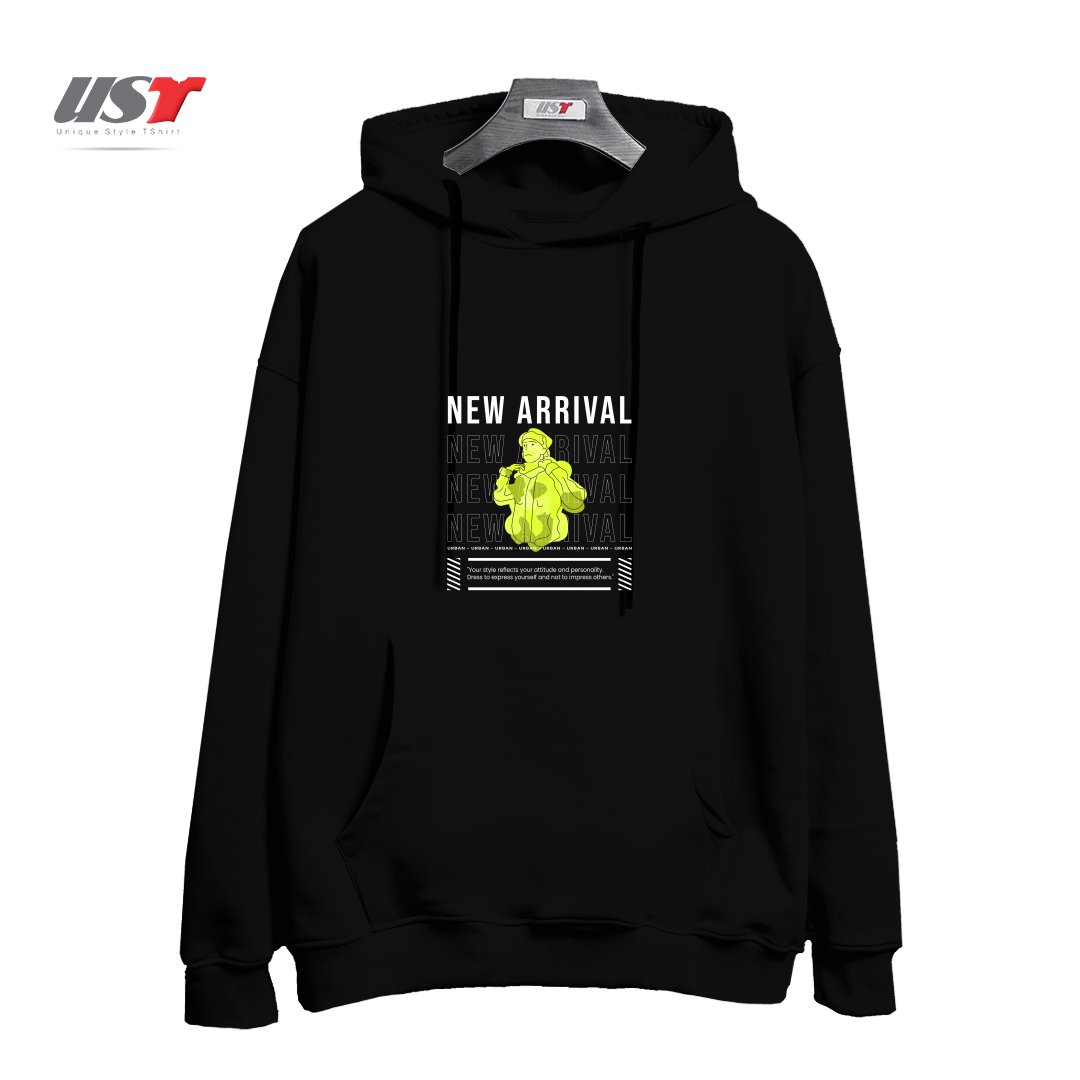 طرح TypoGraphy 2 هودی اورسایزرنگ مشکی