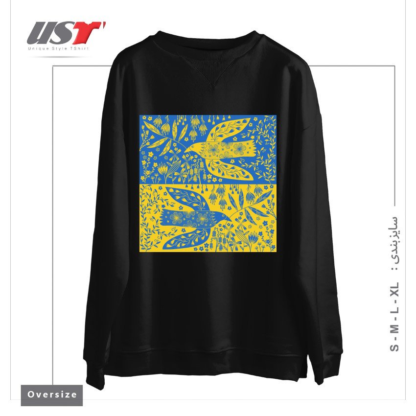 طرح PEACE FOR UKRAINE سوییشرت اورسایزرنگ مشکی