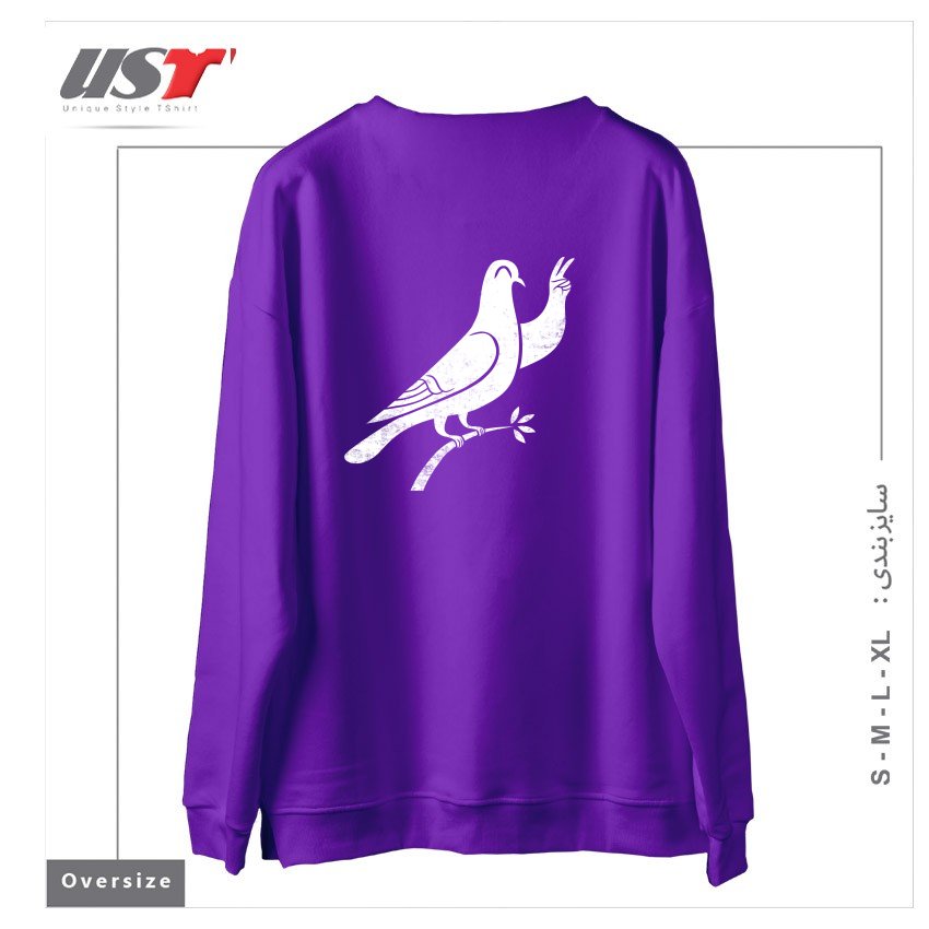 طرح PEACE سوییشرت اورسایزرنگ بنفش