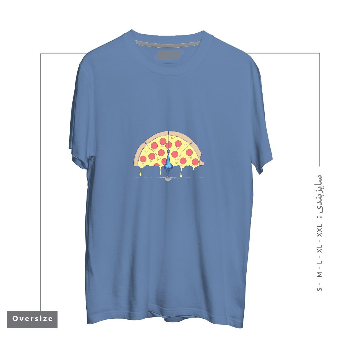 تیشرت اورسایز طرح PIZZA PEACOCK354554
