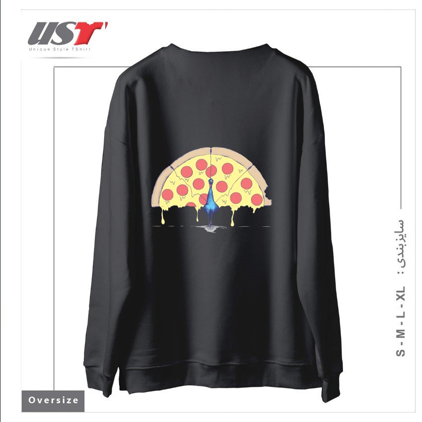 طرح PIZZA PEACOCK354554 سوییشرت اورسایزرنگ دودی
