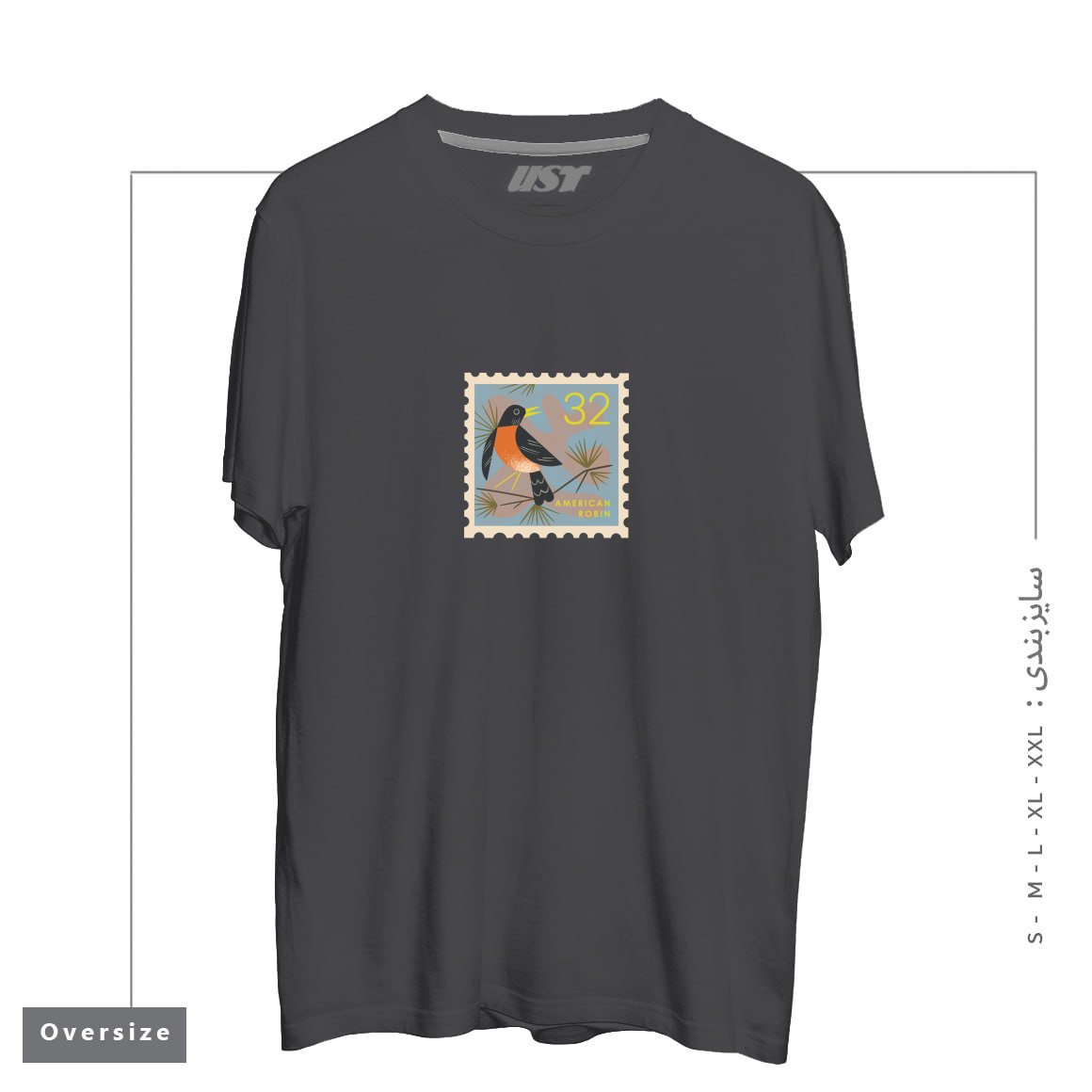 تیشرت اورسایز طرح ROBIN POSTAGE STAMP