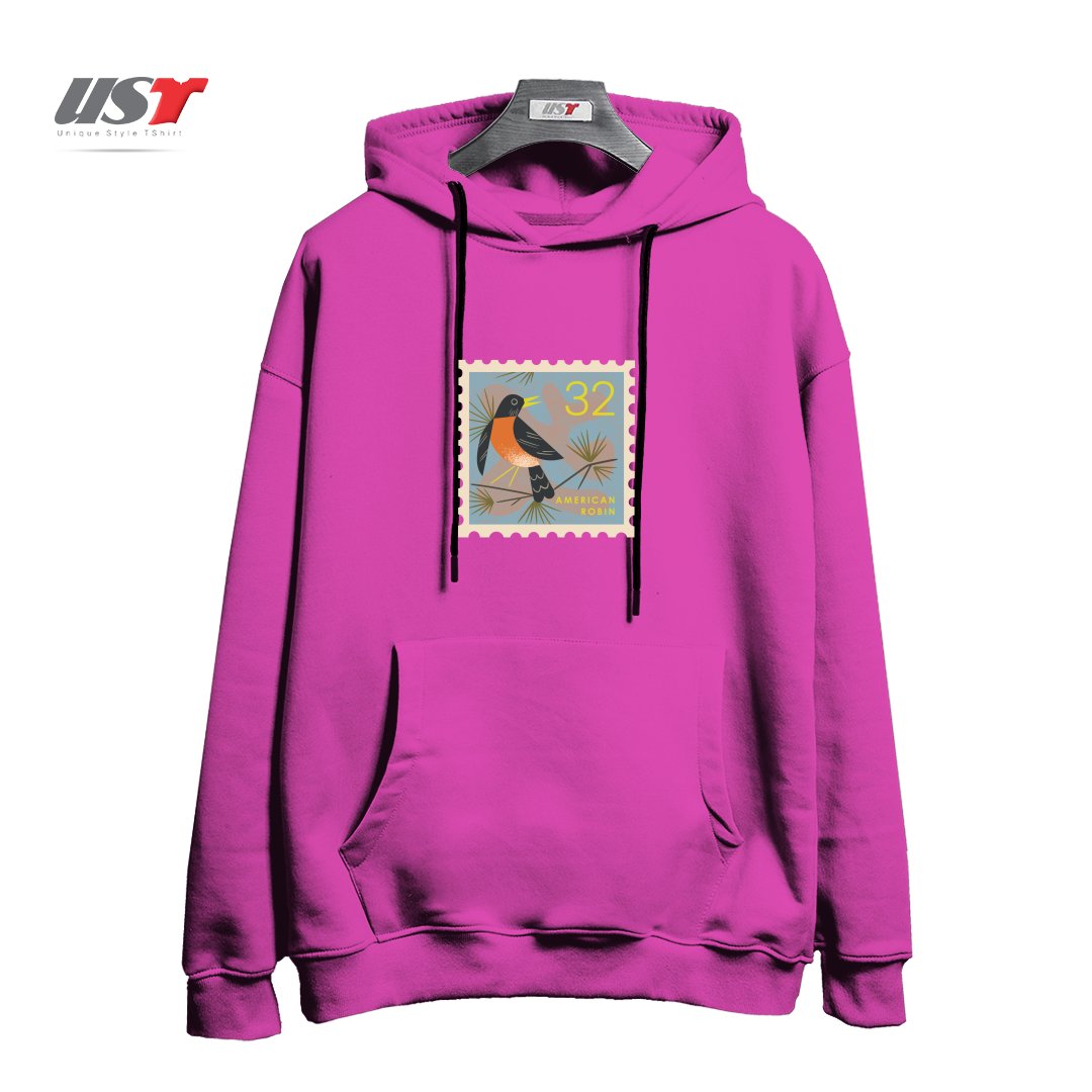 هودی اورسایز طرح ROBIN POSTAGE STAMP