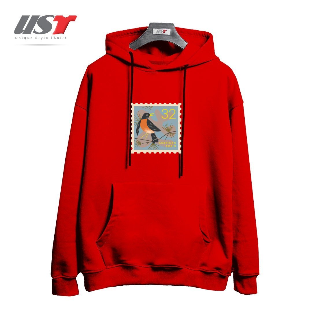 هودی اورسایز طرح ROBIN POSTAGE STAMP