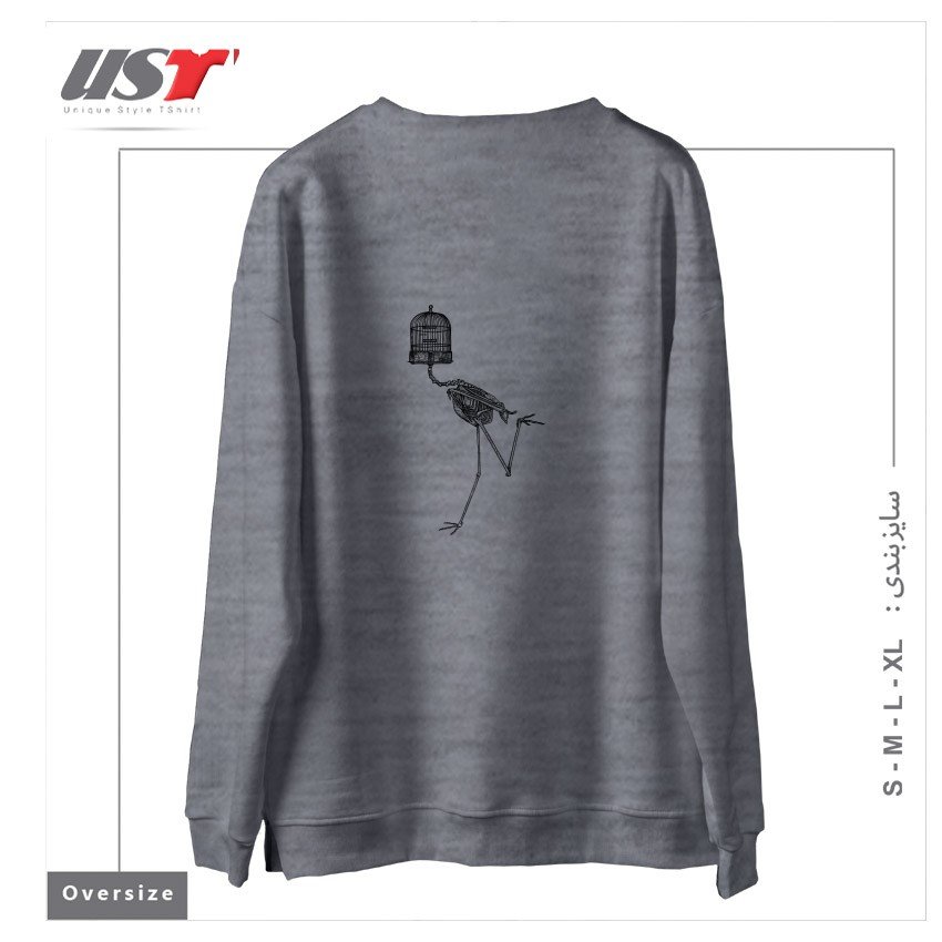 طرح RUN سوییشرت اورسایزرنگ طوسی ملانژ