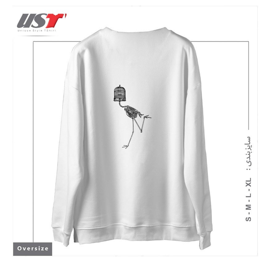 طرح RUN سوییشرت اورسایزرنگ سفید