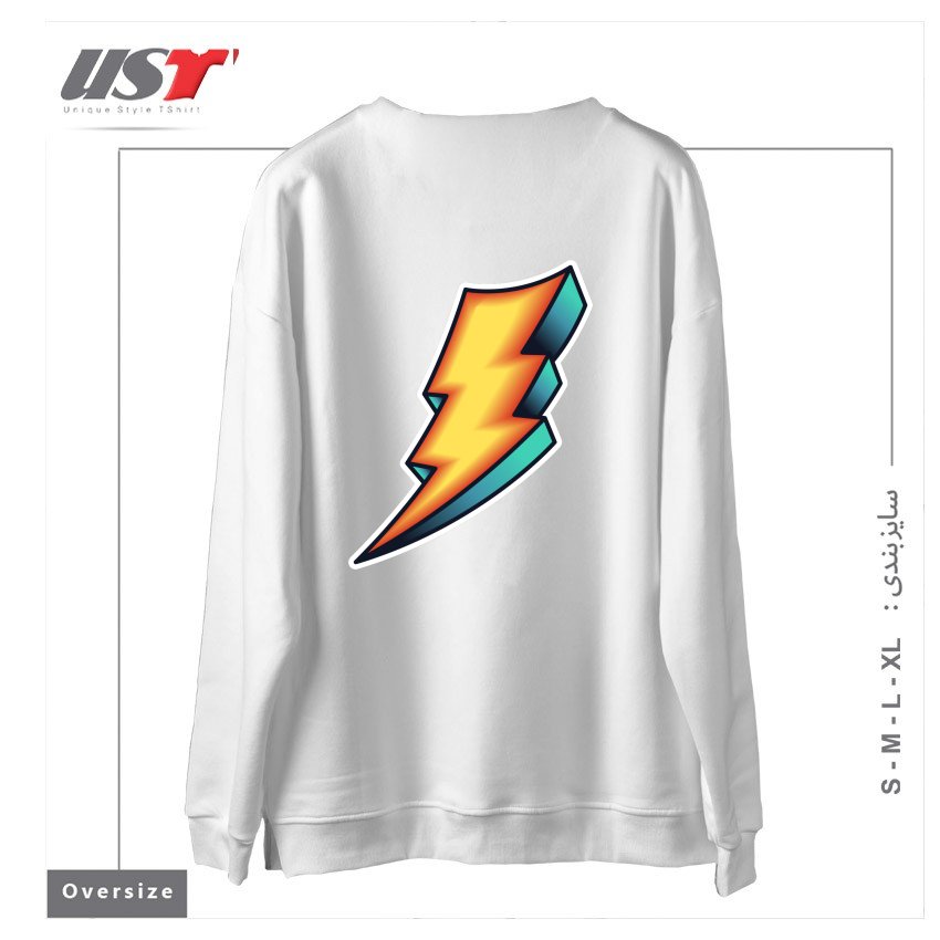 طرح BOLT سوییشرت اورسایزرنگ سفید