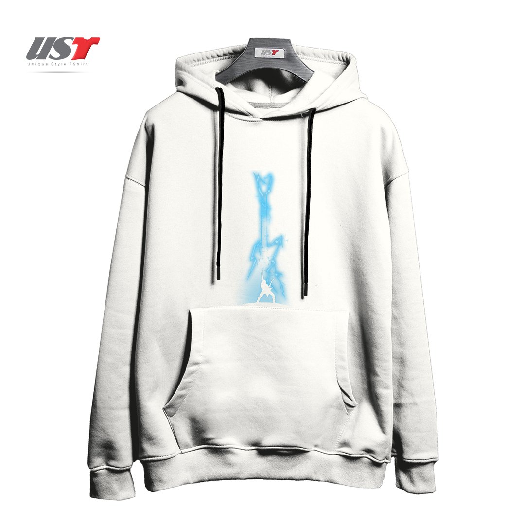 طرح ELECTRIC GUITAR THUNDER هودی اورسایزرنگ سفید