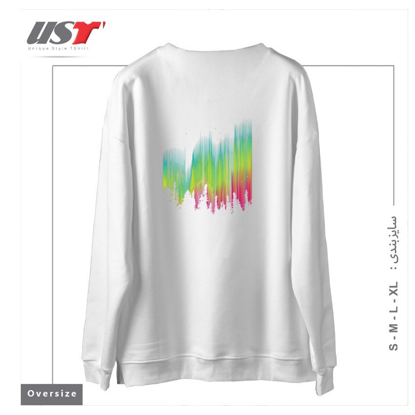 طرح ELECTRIC SKY1125 سوییشرت اورسایزرنگ سفید