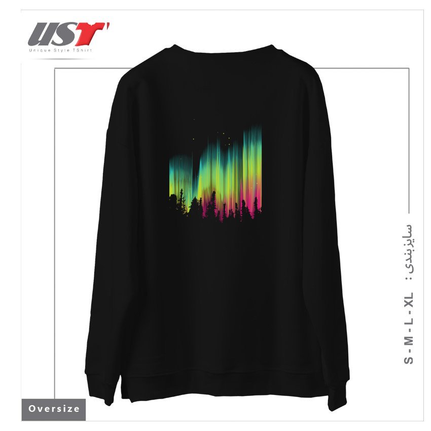 طرح ELECTRIC SKY1125 سوییشرت اورسایزرنگ مشکی