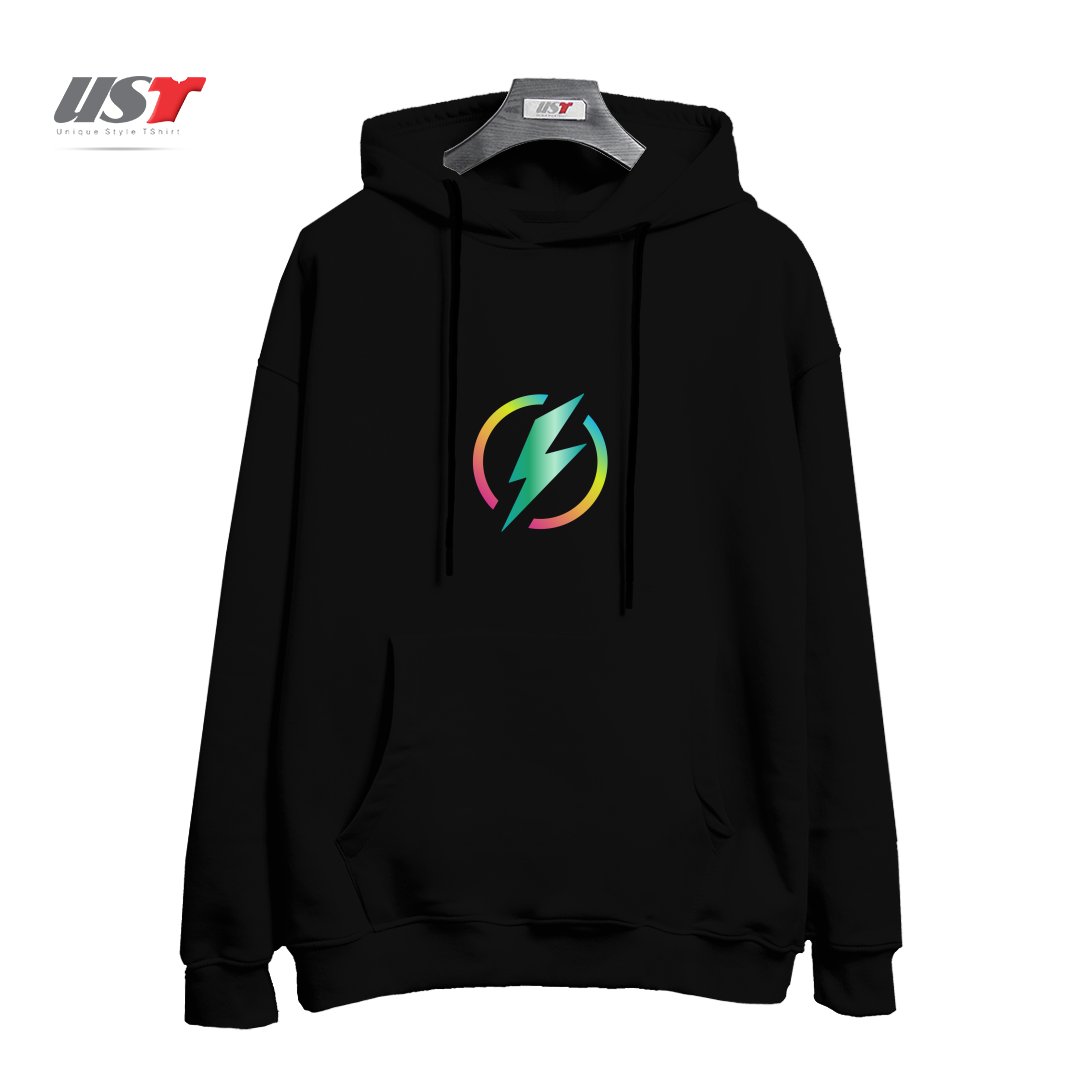 هودی اورسایز طرح MULTICOLORED LIGHTNING LOGO
