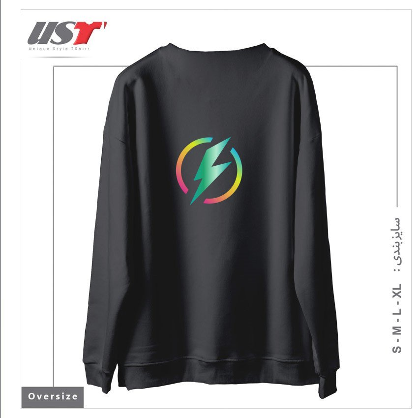طرح MULTICOLORED LIGHTNING LOGO سوییشرت اورسایزرنگ دودی