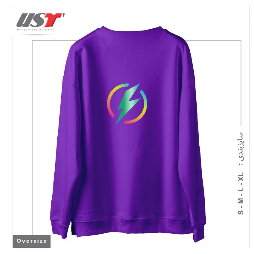 طرح MULTICOLORED LIGHTNING LOGO سوییشرت اورسایزرنگ بنفش