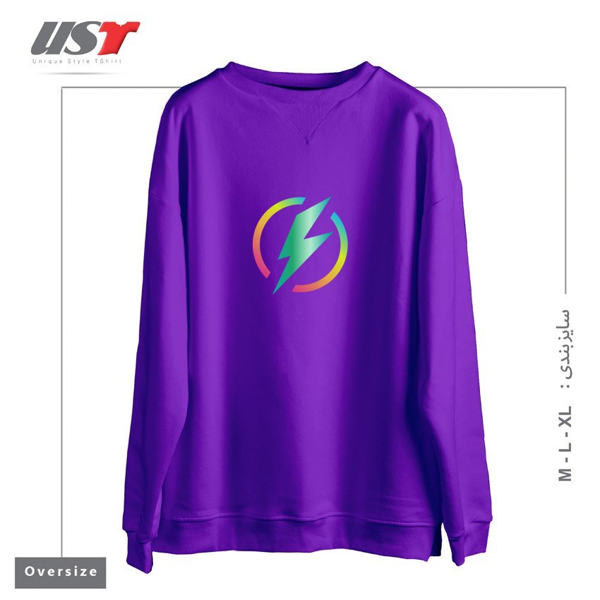 سوییشرت اورسایز طرح MULTICOLORED LIGHTNING LOGO