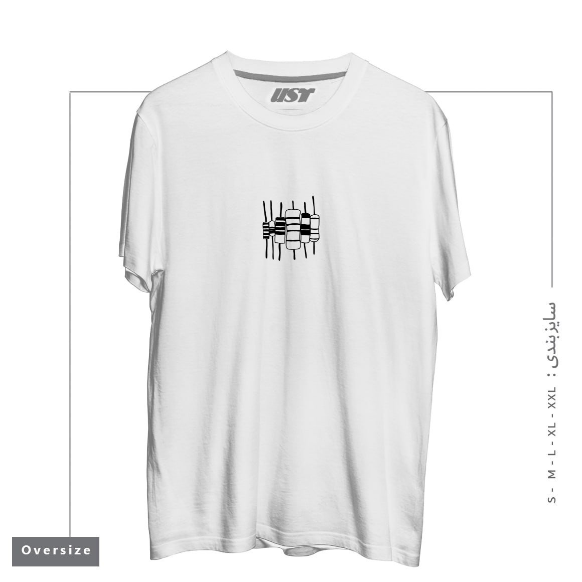 تیشرت اورسایز طرح RESISTORS - BLACK ON WHITE