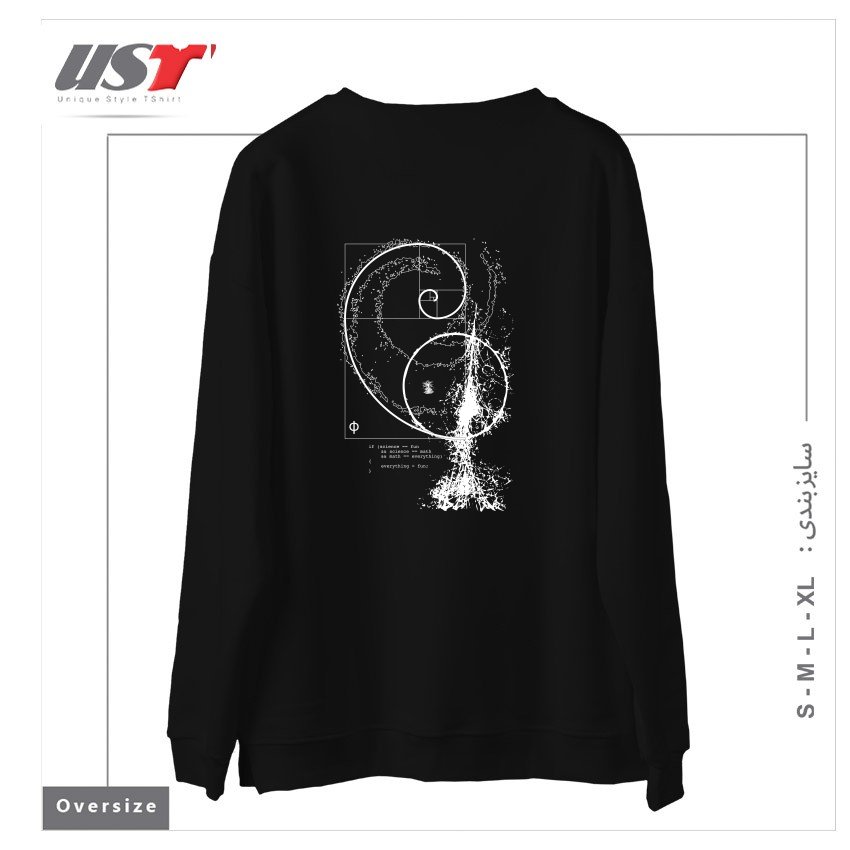 طرح SCIENCE, TECHNOLOGY, ENGINEERING, ARTS, MATHEMATICS (STEAM) سوییشرت اورسایزرنگ مشکی