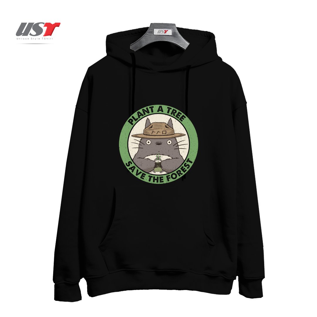 طرح PLANT A TREE SAVE THE FOREST هودی اورسایزرنگ مشکی