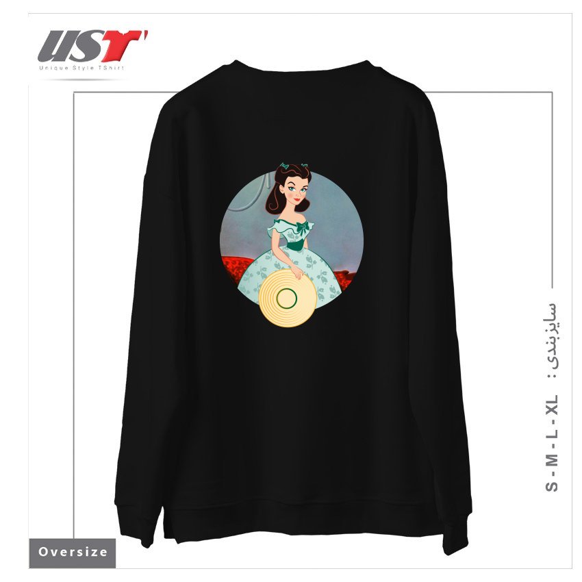 طرح PRINCESS SCARLETT سوییشرت اورسایزرنگ مشکی