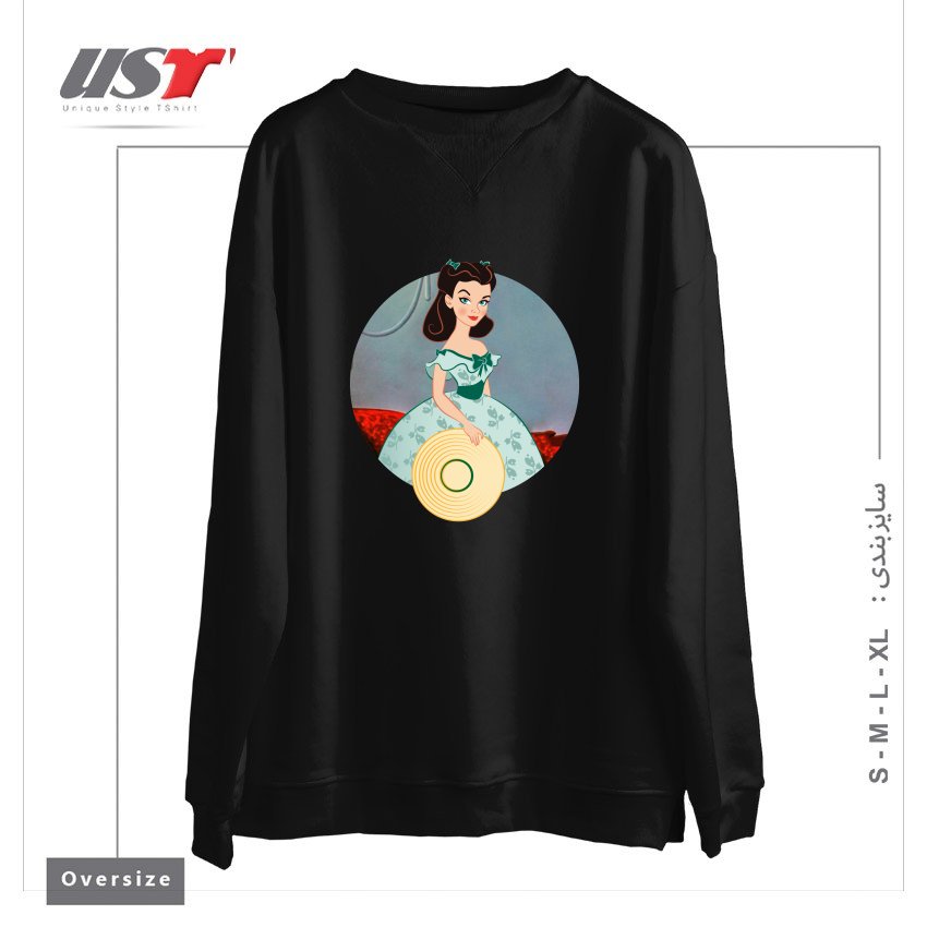 طرح PRINCESS SCARLETT سوییشرت اورسایزرنگ مشکی