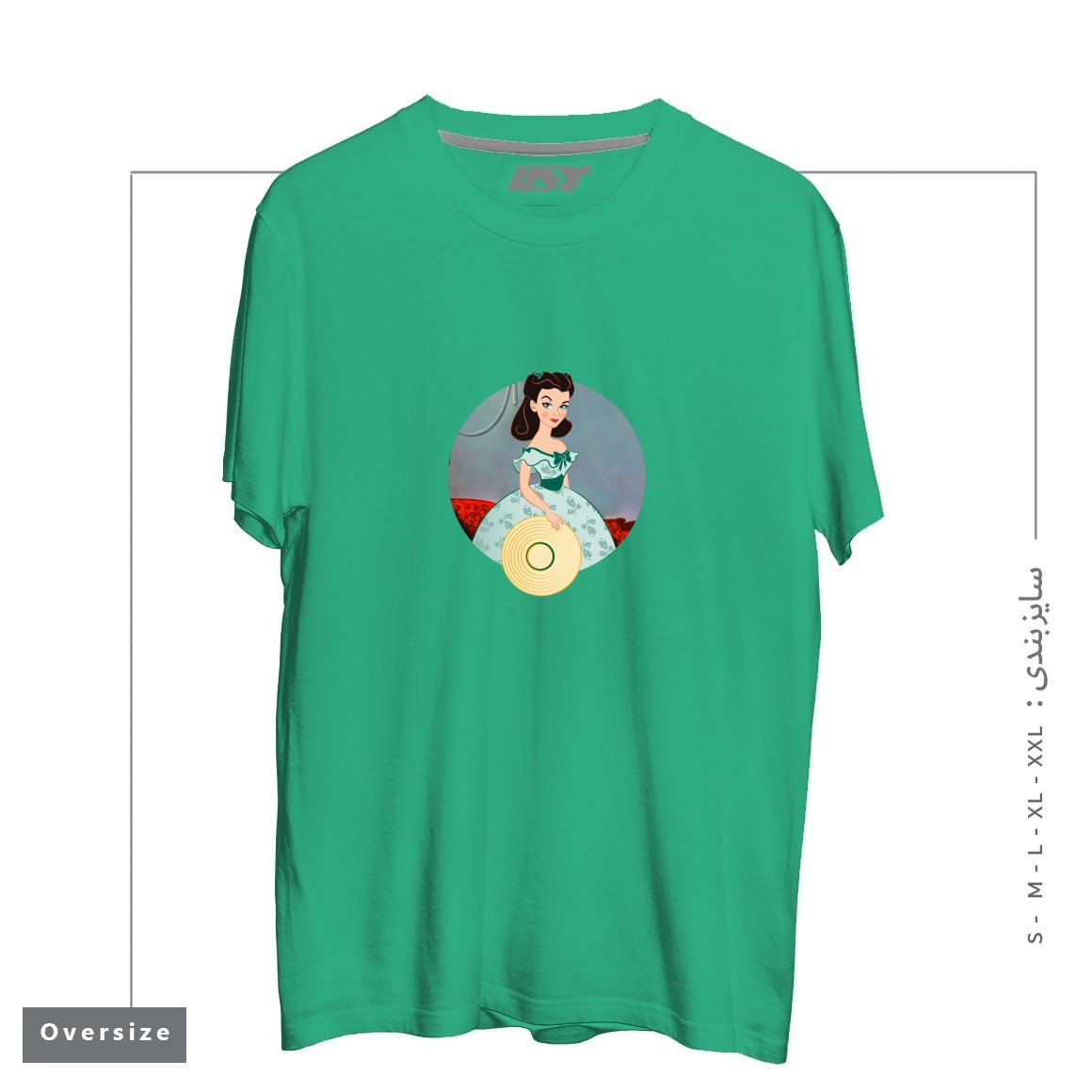 طرح PRINCESS SCARLETT تیشرت اورسایزرنگ سبز