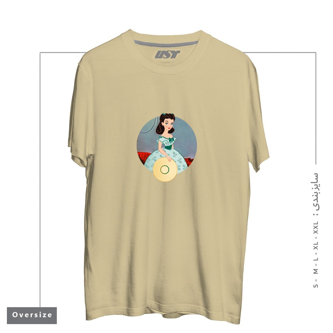 طرح PRINCESS SCARLETT تیشرت اورسایزرنگ نخودی