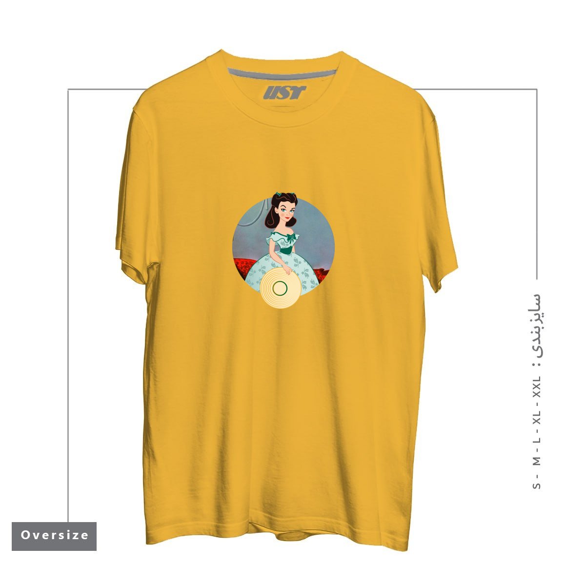 طرح PRINCESS SCARLETT تیشرت اورسایزرنگ خردلی