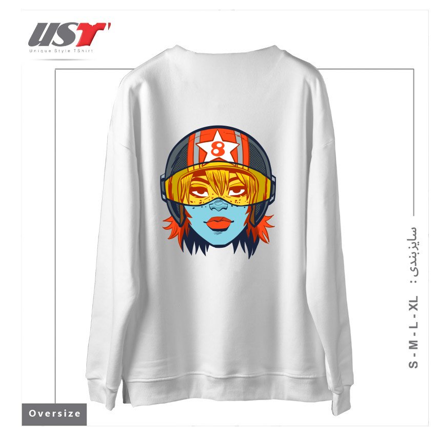 طرح RACER 8 سوییشرت اورسایزرنگ سفید