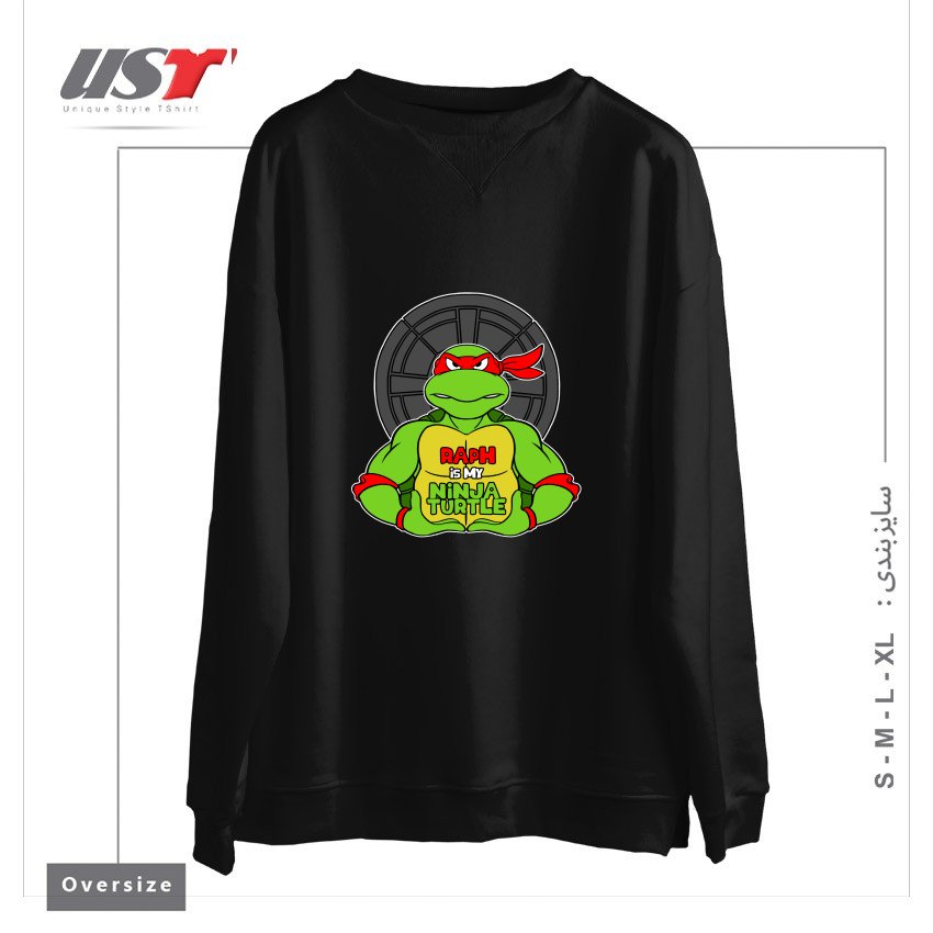 طرح RED TURTLE سوییشرت اورسایزرنگ مشکی