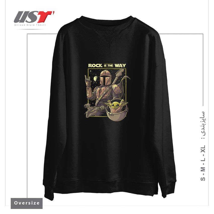 طرح ROCK IS THE WAY - GEEK MUSIC GIFT سوییشرت اورسایزرنگ مشکی