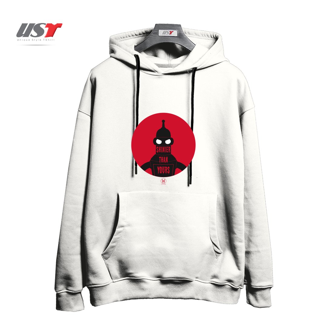طرح SHINIER THAN YOURS هودی اورسایزرنگ سفید