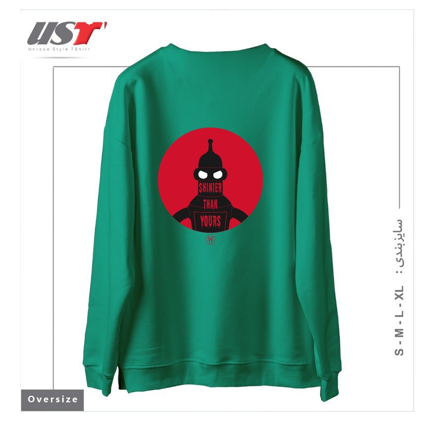 طرح SHINIER THAN YOURS سوییشرت اورسایزرنگ سبز سدری