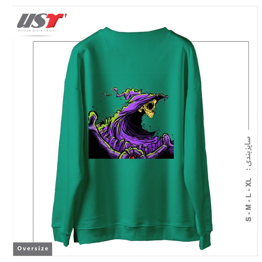 طرح SKELETOR سوییشرت اورسایزرنگ سبز سدری