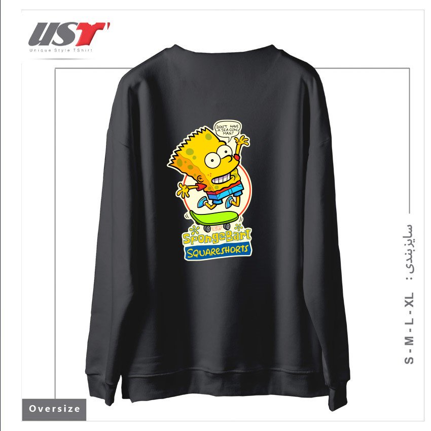 طرح SPONGEBART SQUARESHORTS سوییشرت اورسایزرنگ دودی