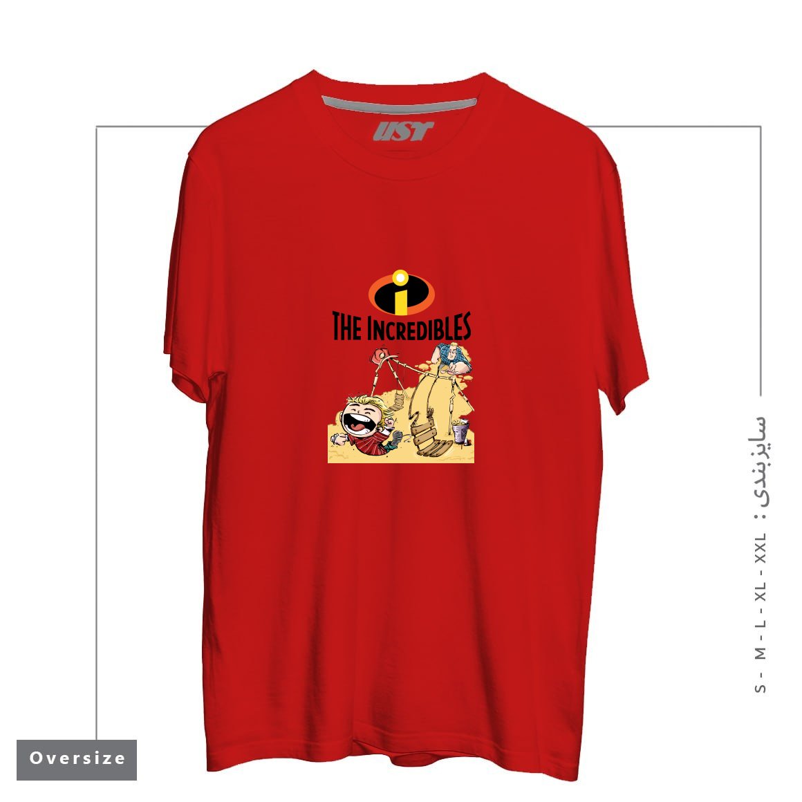 طرح THE INCREDIBLES تیشرت اورسایزرنگ قرمز