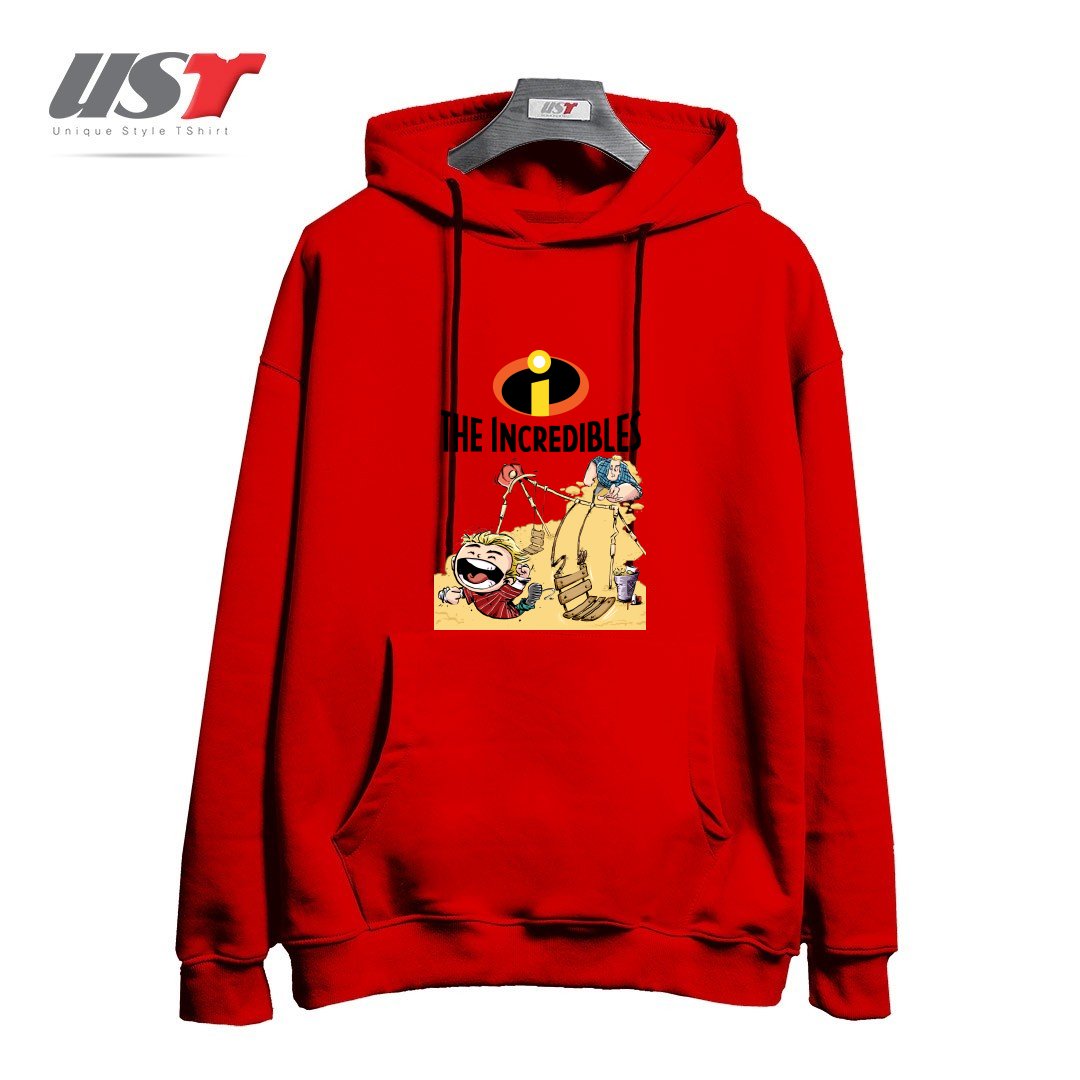 طرح THE INCREDIBLES هودی اورسایزرنگ قرمز