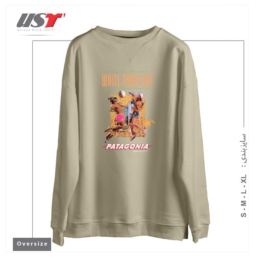 طرح GAME, SET, MATCH سوییشرت اورسایزرنگ نخودی