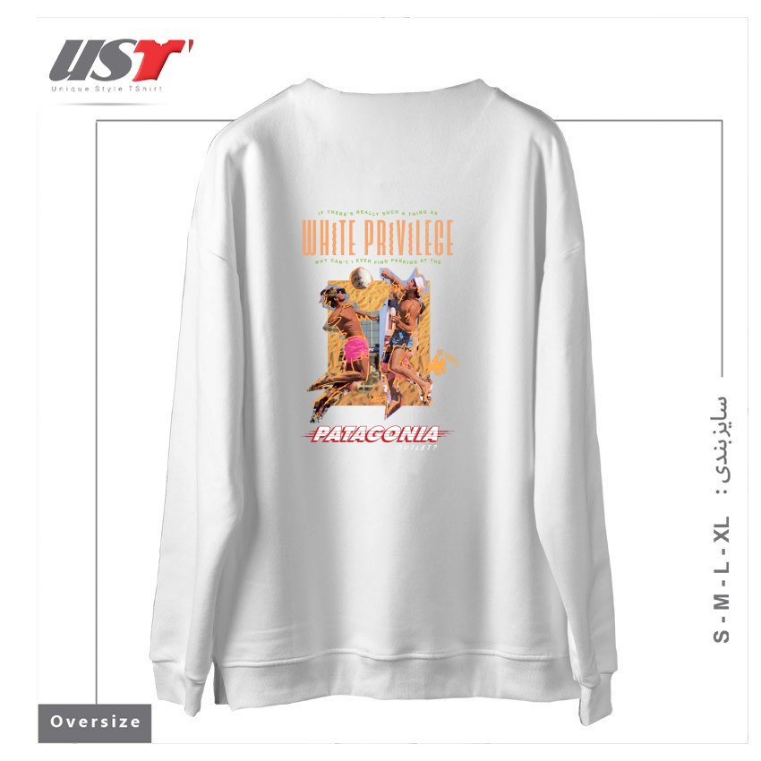 طرح GAME, SET, MATCH سوییشرت اورسایزرنگ سفید