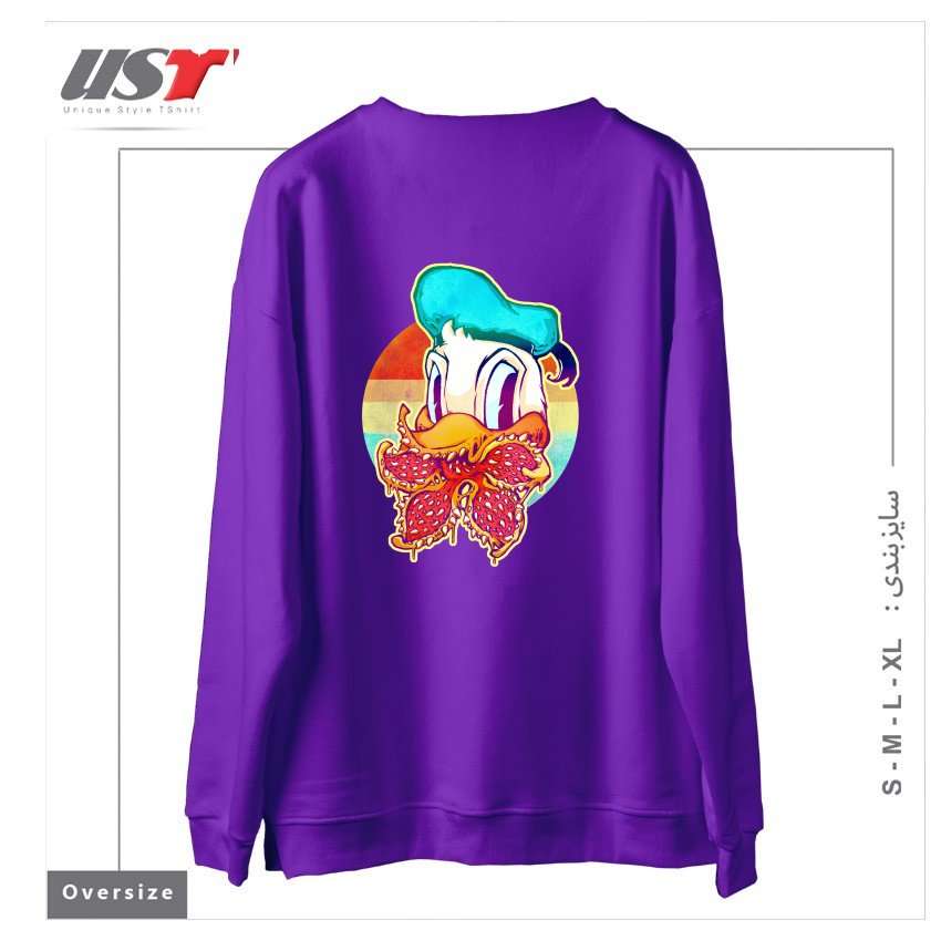 طرح UPSIDE DOWN STRANGER DONALD سوییشرت اورسایزرنگ بنفش