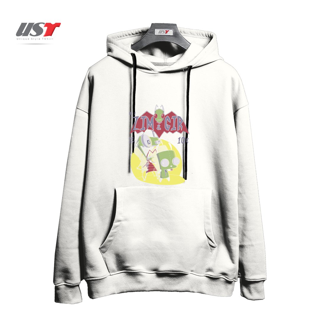 طرح ZIM AND GIR هودی اورسایزرنگ سفید