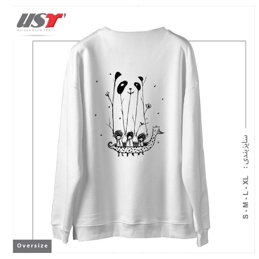 طرح FAKE PANDAS HAVE MORE FUN سوییشرت اورسایزرنگ سفید