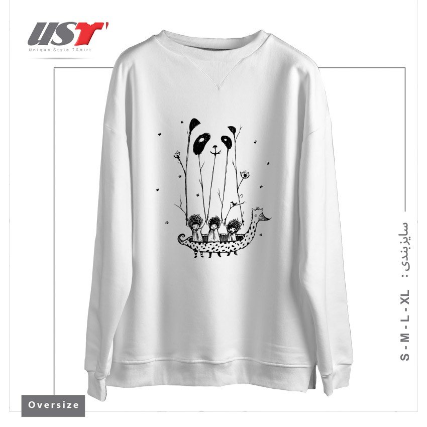 سوییشرت اورسایز طرح FAKE PANDAS HAVE MORE FUN