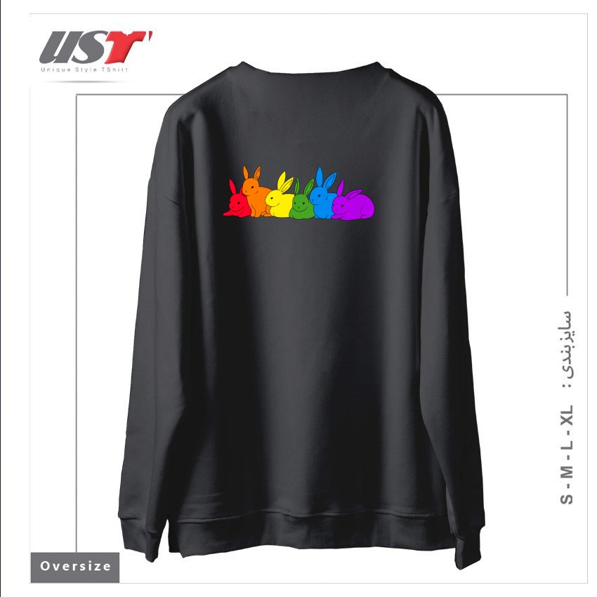 طرح LOVE IS FOR EVERYBUNNY سوییشرت اورسایزرنگ دودی