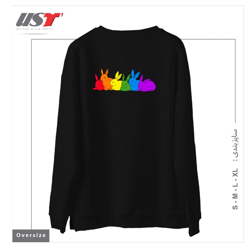 طرح LOVE IS FOR EVERYBUNNY سوییشرت اورسایزرنگ مشکی