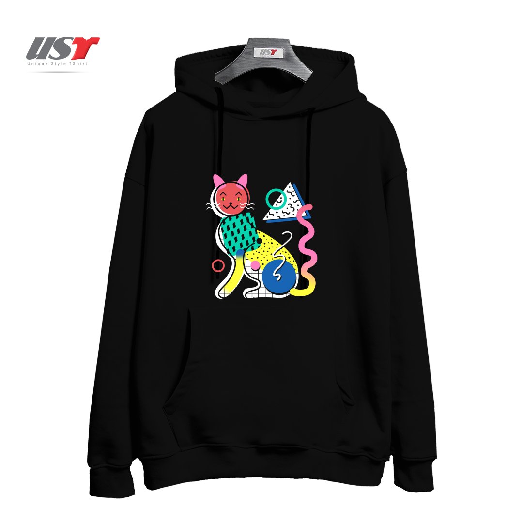 طرح MEMPHIS CAT DESIGN هودی اورسایزرنگ مشکی