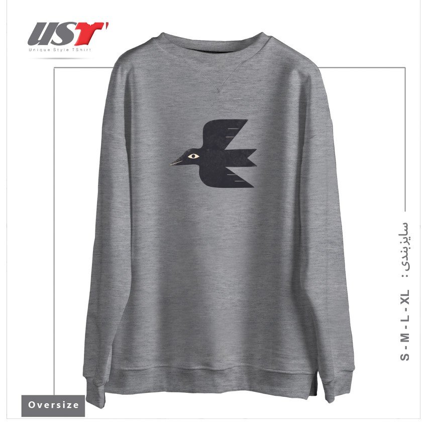 سوییشرت اورسایز طرح MINIMAL BLACKBIRD NO. 1