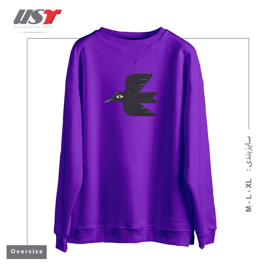 سوییشرت اورسایز طرح MINIMAL BLACKBIRD NO. 1
