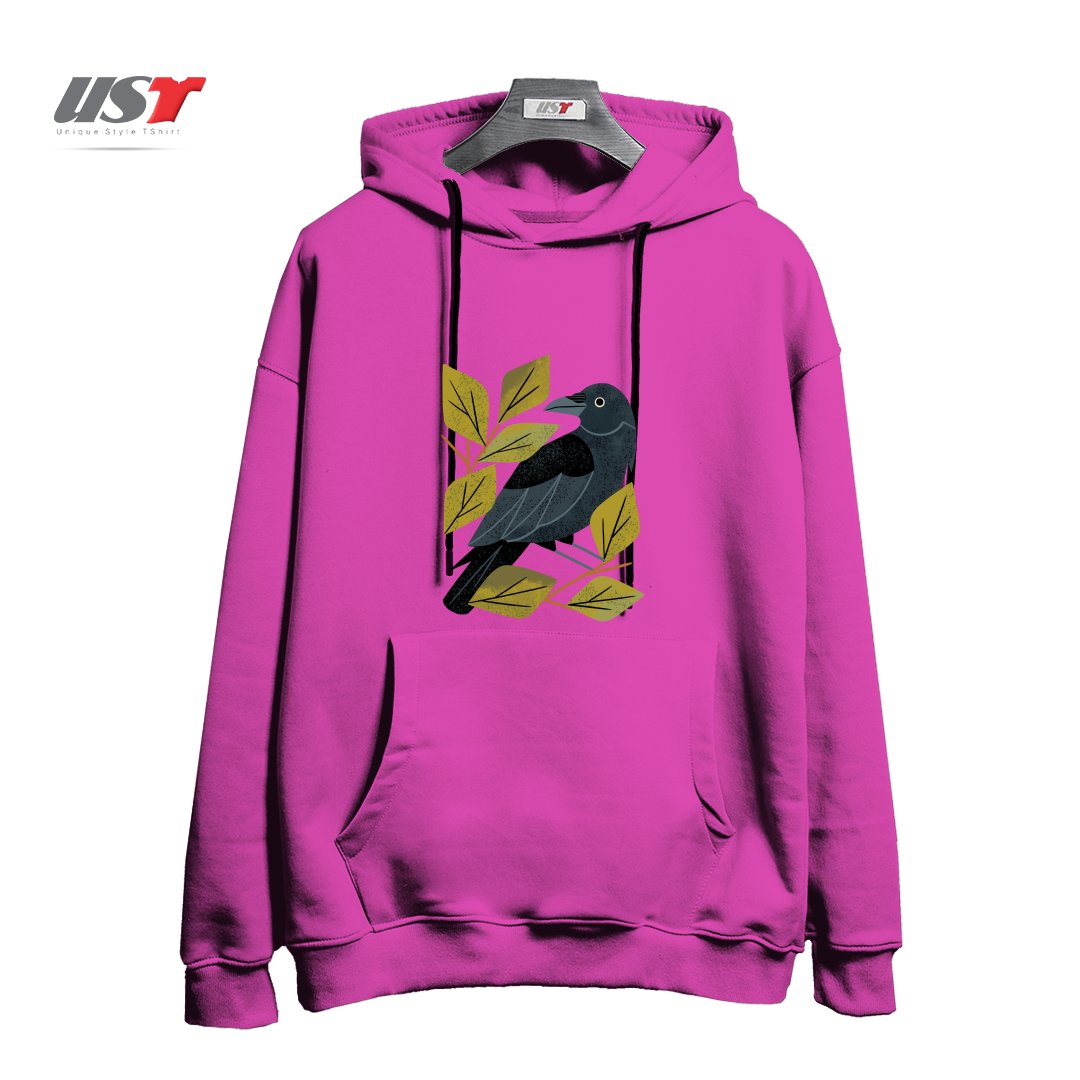 هودی اورسایز طرح PERCHING RAVEN