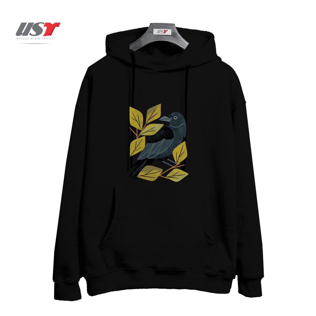 طرح PERCHING RAVEN هودی اورسایزرنگ مشکی